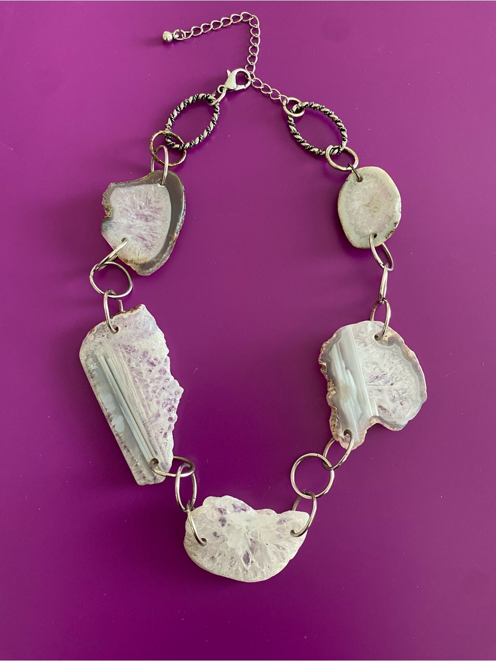 Natural Agate Link Necklace in Pale gray Women Jewelry